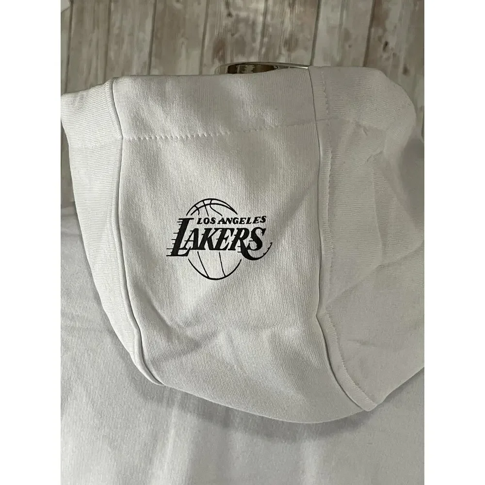 Lakers Hoodie Mens XS White Embossed NBA LOS ANGELES Pullover N150